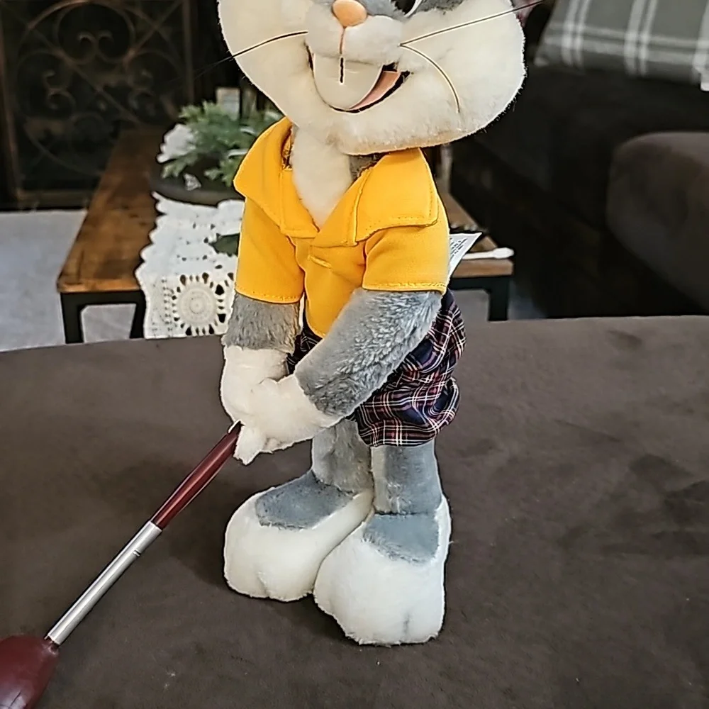 1992 24K Warner Bros Bugs Bunny Golfer Striped Shorts Plush Stuffed 14" - Picture 3 of 6